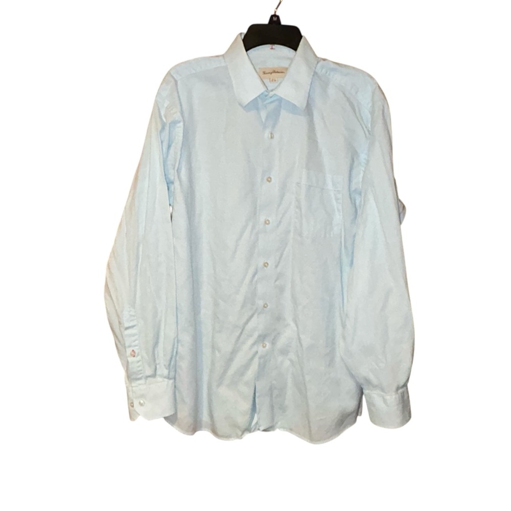 Tommy Bahama Men’s Shirt Cotton Button Front 16½ 34/35 Light Blue Micro Check